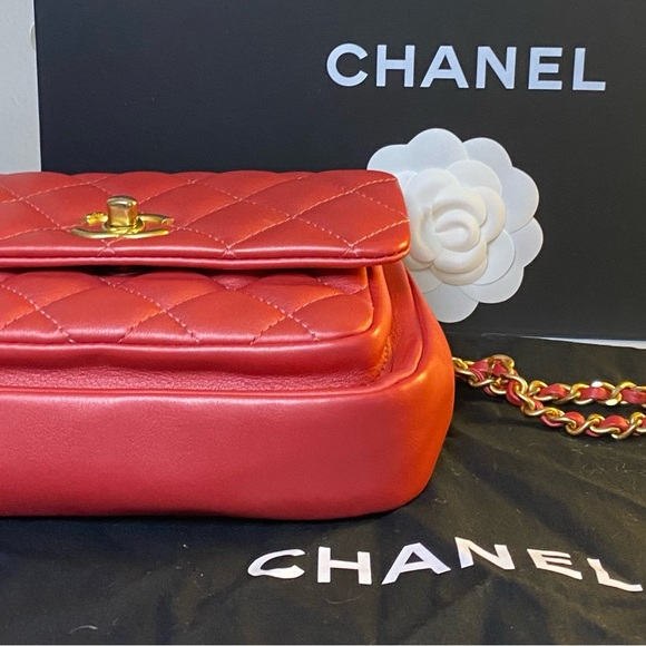 CHANEL Front Pocket Top Handle Flap Bag Quilted Calfskin Mini Pink - Picture 3 of 15